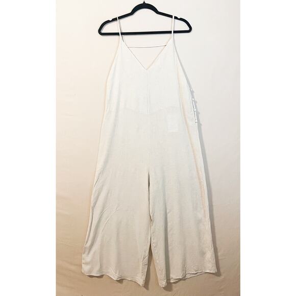 NWT Audrey 3 + 1 Wide Leg cream Romper. Spaghetti straps. Size Small. - Picture 1 of 6
